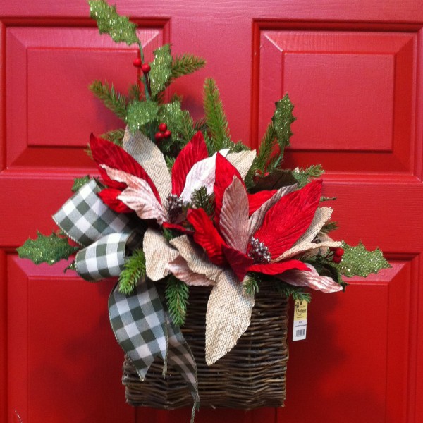 Wreath on red door