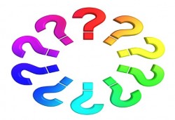 Rainbow question mark graphic