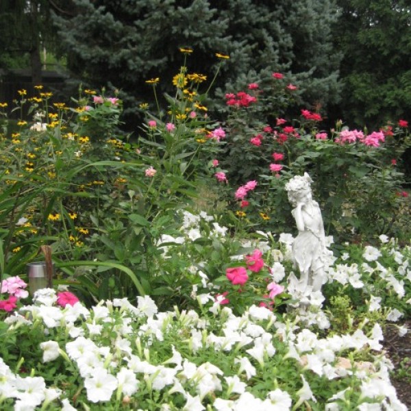 White Flowers and Statuary